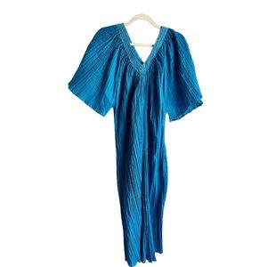 Vintage Bobbie Brookes Accordion Pleated Butterfly Sleeves Dress / Mumu